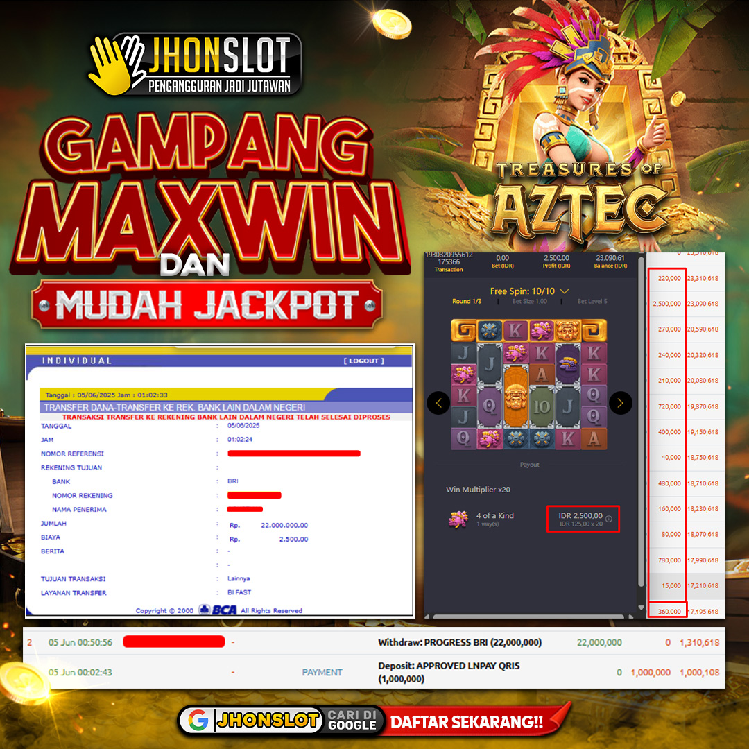 𝐈𝐃 𝐀𝐠𝐮**** 𝐌𝐞𝐧𝐚𝐧𝐠 𝐁𝐞𝐬𝐚𝐫! 𝐓𝐚𝐫𝐢𝐤 𝐑𝐩 𝟐𝟐.𝟎𝟎𝟎.𝟎𝟎𝟎 𝐝𝐚𝐫𝐢 𝐓𝐫𝐞𝐚𝐬𝐮𝐫𝐞 𝐨𝐟 𝐀𝐳𝐭𝐞𝐜 𝐝𝐢 𝐉𝐡𝐨𝐧𝐬𝐥𝐨𝐭