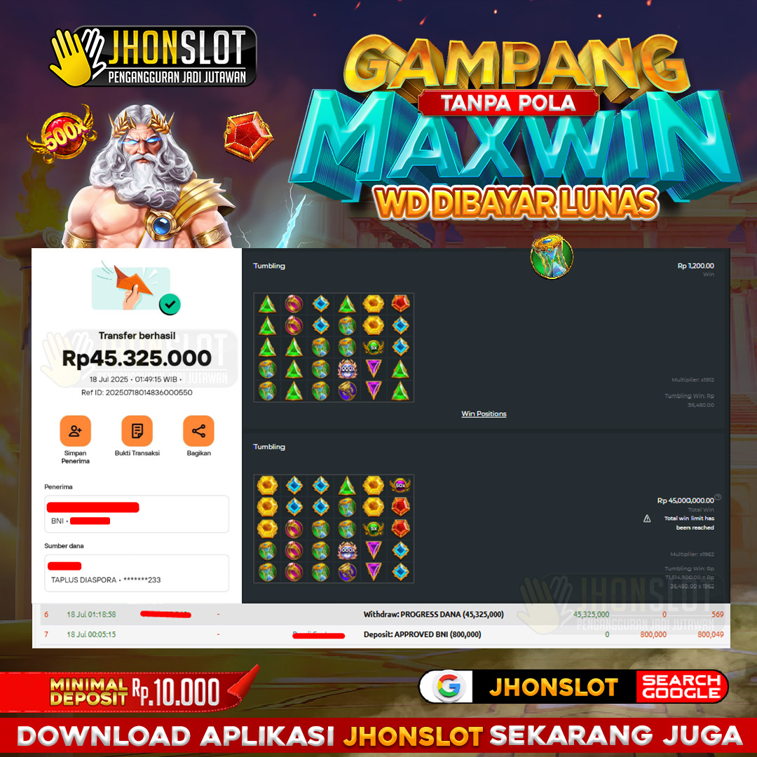 𝐈𝐃 𝐀𝐝𝐢*** 𝐌𝐞𝐧𝐚𝐧𝐠 𝐑𝐩 𝟒𝟓,𝟑 𝐉𝐮𝐭𝐚 𝐝𝐚𝐫𝐢 𝐆𝐚𝐭𝐞𝐬 𝐨𝐟 𝐎𝐥𝐲𝐦𝐩𝐮𝐬 𝟏𝟎𝟎𝟎 𝐁𝐞𝐫𝐦𝐨𝐝𝐚𝐥 𝐑𝐩 𝟖𝟎𝟎 𝐑𝐢𝐛𝐮 𝐝𝐢 𝐉𝐇𝐎𝐍𝐒𝐋𝐎𝐓!