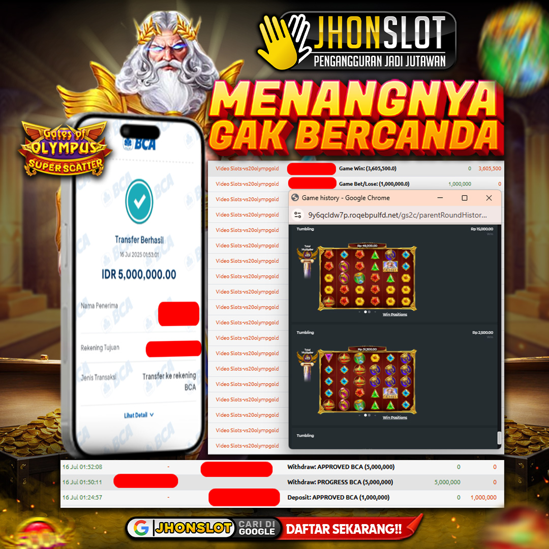 𝐈𝐃 𝐍𝐚𝐫****𝟗𝟗 𝐌𝐞𝐧𝐚𝐧𝐠 𝐑𝐩 𝟓,𝟎𝟎𝟎,𝟎𝟎𝟎 𝐝𝐚𝐫𝐢 𝐆𝐚𝐭𝐞𝐬 𝐨𝐟 𝐎𝐥𝐲𝐦𝐩𝐮𝐬 𝐁𝐞𝐫𝐦𝐨𝐝𝐚𝐥 𝐑𝐩 𝟏,𝟎𝟎𝟎,𝟎𝟎𝟎 𝐝𝐢 𝐉𝐇𝐎𝐍𝐒𝐋𝐎𝐓