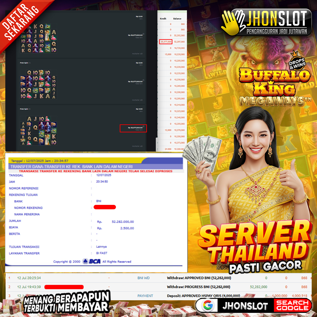 𝐈𝐃 𝐒𝐮***𝐧𝐨𝟕𝟕 𝐁𝐞𝐫𝐡𝐚𝐬𝐢𝐥 𝐌𝐞𝐫𝐚𝐢𝐡 𝐑𝐩 𝟓𝟐.𝟐𝟖𝟐.𝟎𝟎𝟎 𝐝𝐚𝐫𝐢 𝐁𝐮𝐟𝐟𝐚𝐥𝐨 𝐊𝐢𝐧𝐠 𝐌𝐞𝐠𝐚𝐰𝐚𝐲𝐬 𝐁𝐞𝐫𝐦𝐨𝐝𝐚𝐥 𝐑𝐩 𝟒.𝟎𝟎𝟎.𝟎𝟎𝟎 𝐝𝐢 𝐉𝐇𝐎𝐍𝐒𝐋𝐎𝐓