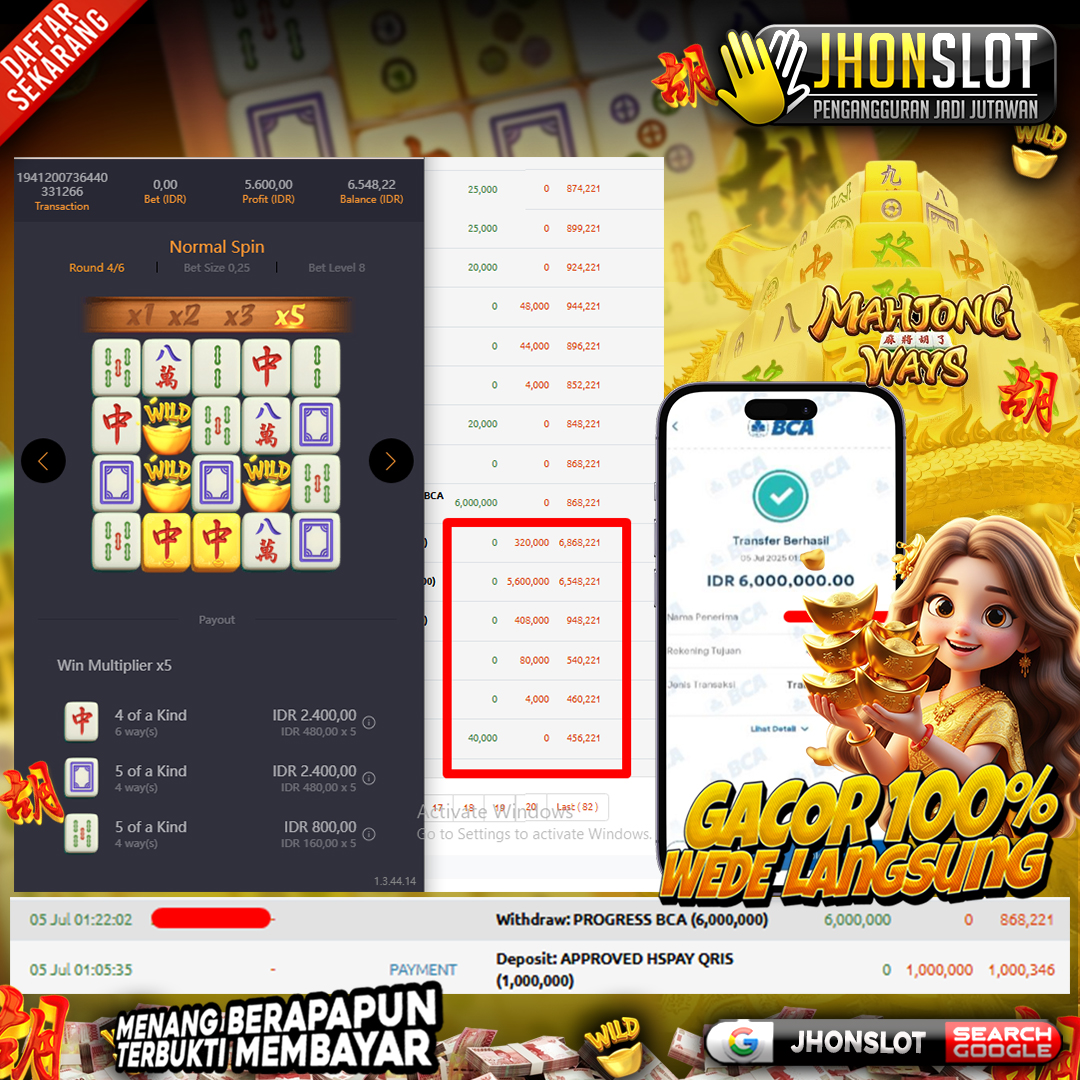 𝐈𝐃 𝐜𝐥𝐯*** 𝐌𝐞𝐧𝐚𝐧𝐠 𝐑𝐩 𝟔.𝟎𝟎𝟎.𝟎𝟎𝟎 𝐝𝐚𝐫𝐢 𝐆𝐚𝐦𝐞 𝐌𝐚𝐡𝐣𝐨𝐧𝐠 𝐖𝐢𝐧𝐬 𝟐 𝐁𝐞𝐫𝐦𝐨𝐝𝐚𝐥 𝐑𝐩 𝟏.𝟎𝟎𝟎.𝟎𝟎𝟎 𝐝𝐢 𝐉𝐇𝐎𝐍𝐒𝐋𝐎𝐓