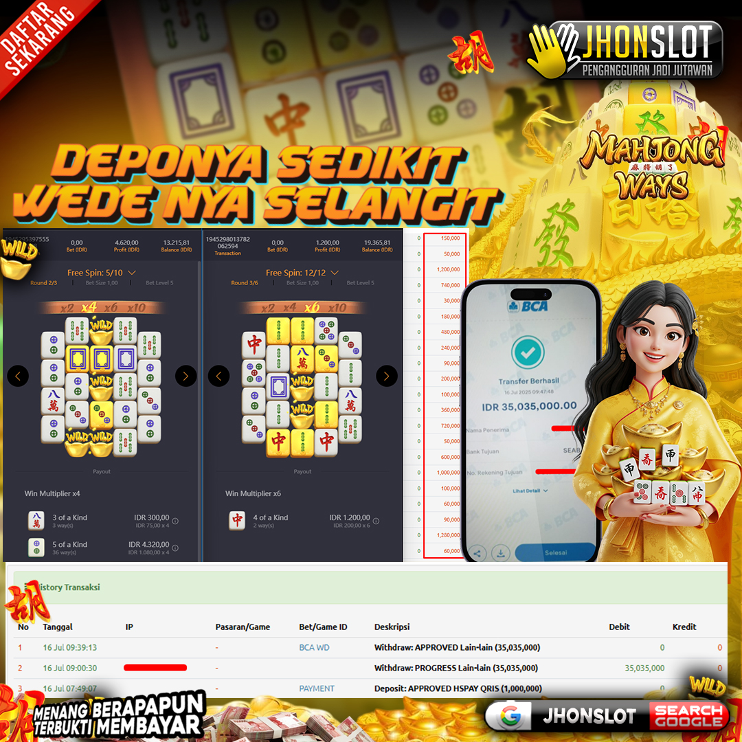 𝐈𝐃 𝐎𝐩𝐩******* 𝐌𝐞𝐧𝐚𝐧𝐠 𝐑𝐩 𝟑𝟓,𝟎𝟑𝟓,𝟎𝟎𝟎 𝐝𝐚𝐫𝐢 𝐌𝐚𝐡𝐣𝐨𝐧𝐠 𝐖𝐚𝐲𝐬 𝟐 𝐁𝐞𝐫𝐦𝐨𝐝𝐚𝐥 𝐑𝐩 𝟏,𝟎𝟎𝟎,𝟎𝟎𝟎 𝐝𝐢 𝐉𝐇𝐎𝐍𝐒𝐋𝐎𝐓