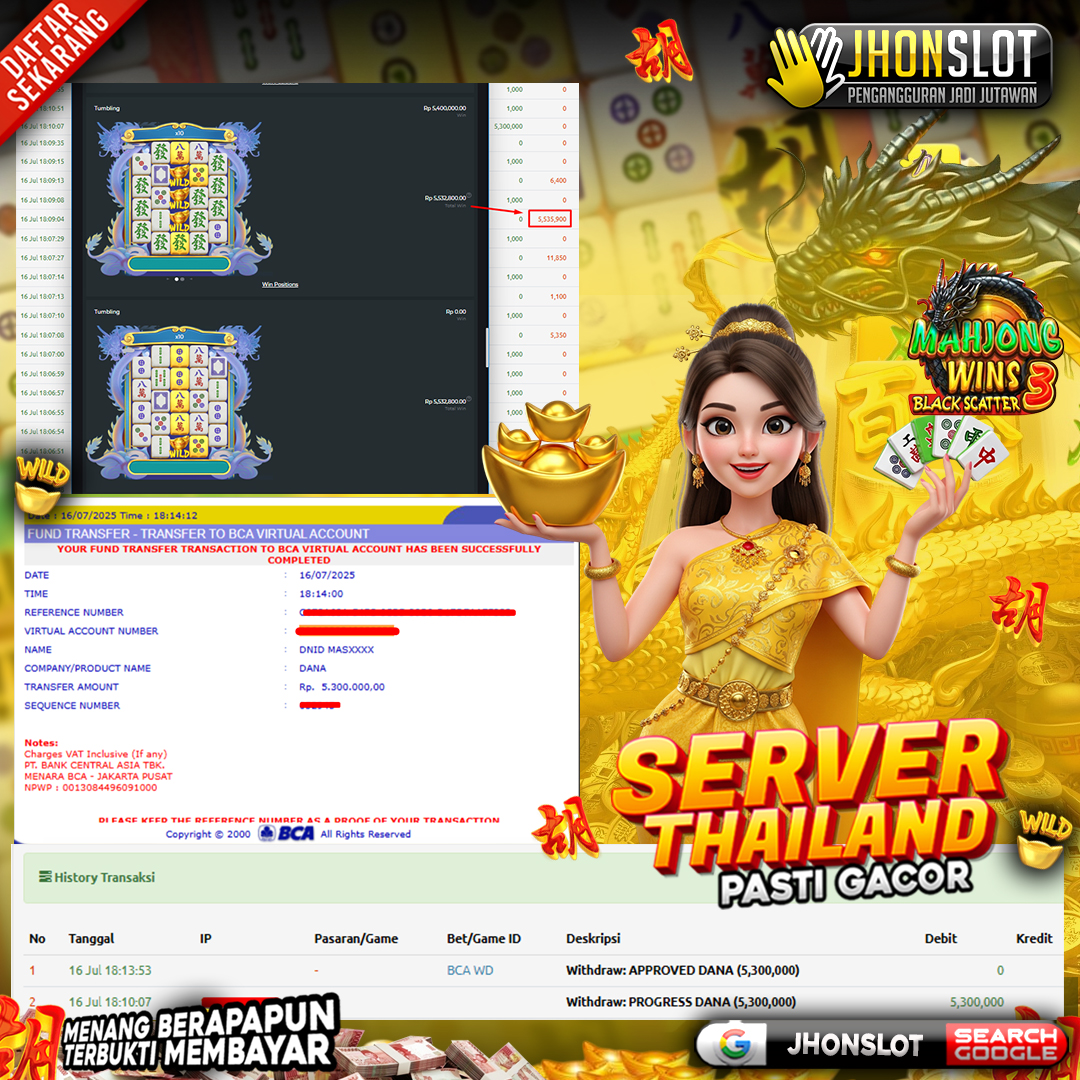 𝐈𝐃 𝐉𝐞𝐫𝐨******** 𝐌𝐞𝐧𝐚𝐧𝐠 𝐑𝐩 𝟓.𝟑𝟎𝟎.𝟎𝟎𝟎 𝐝𝐚𝐫𝐢 𝐌𝐚𝐡𝐣𝐨𝐧𝐠 𝐖𝐢𝐧𝐬 𝟑 𝐁𝐞𝐫𝐦𝐨𝐝𝐚𝐥 𝐑𝐩 𝟏𝟎𝟎.𝟎𝟎𝟎 𝐝𝐢 𝐉𝐇𝐎𝐍𝐒𝐋𝐎𝐓